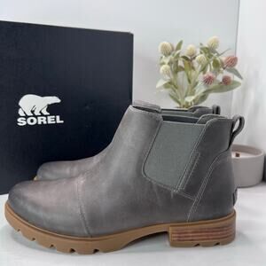 Sorel Emelie III Chelsea WP Waterproof Boots Quarry/Gum 2 Women 11 NWB